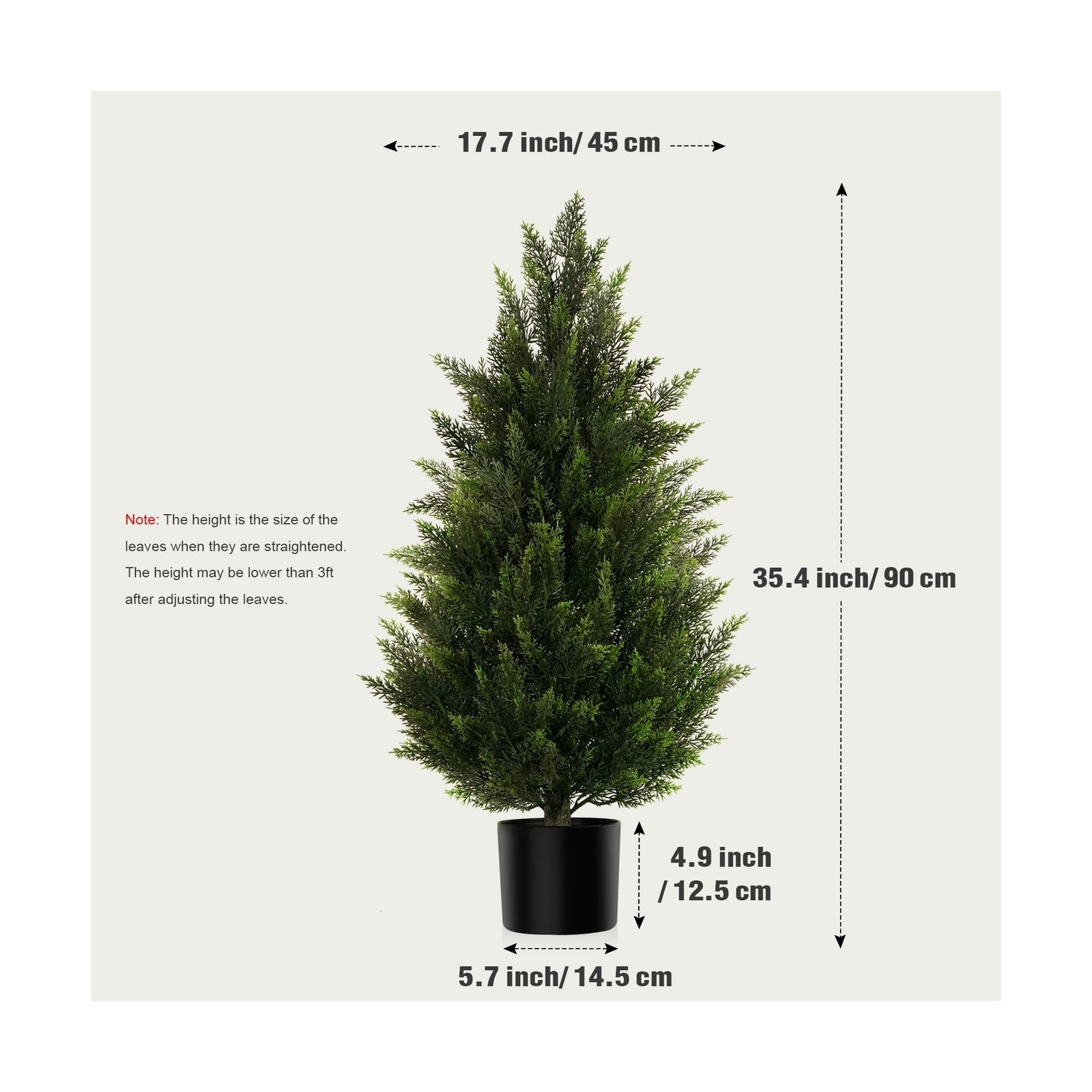 Artificial Topiary Cedar Trees 3FT Tall 2 Set, Outdoor Indoor Faux Pine Shrub…