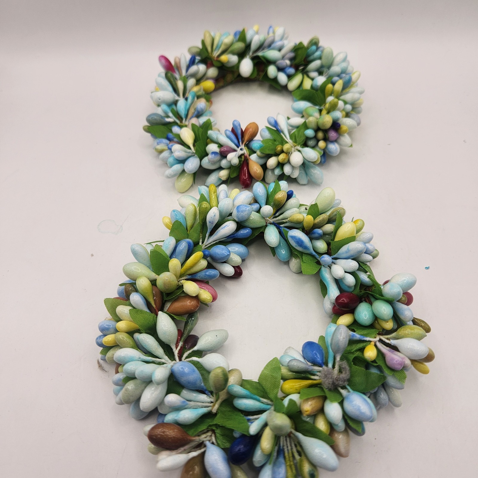 Seabreeze Pip Berry Candle Rings – Decorative Mini-Wreaths – Set of 2