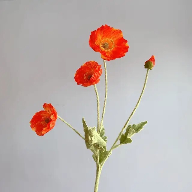 Artificial fake poppy flowers Silk Long Stem Housewarming Bridal Boquet Decor