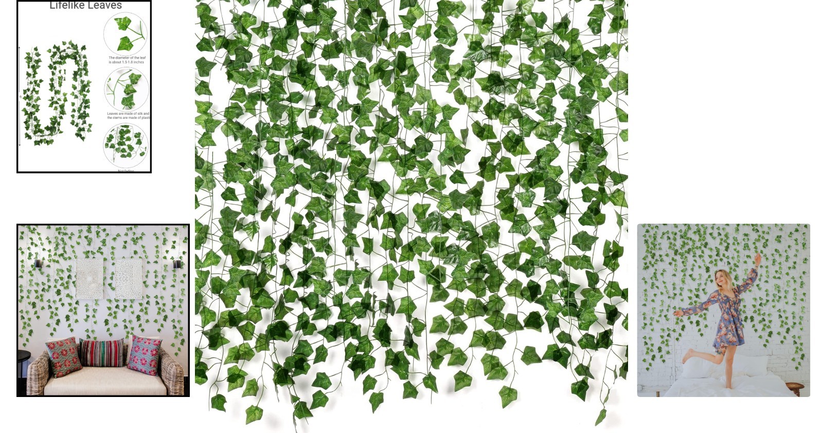 72PC Artificial Ivy Leaves Cascading Garlands for Elegant Room Decoration