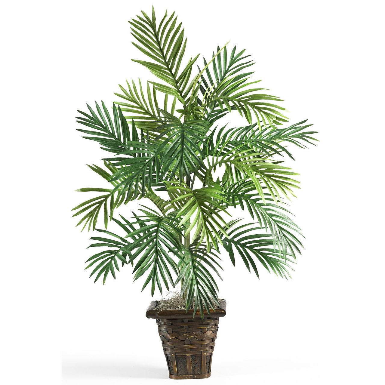 38″ ARTIFICIAL SILK ARECA PALM PLANT w/ WICKER BASKET POT – HOME ACCENT DECOR