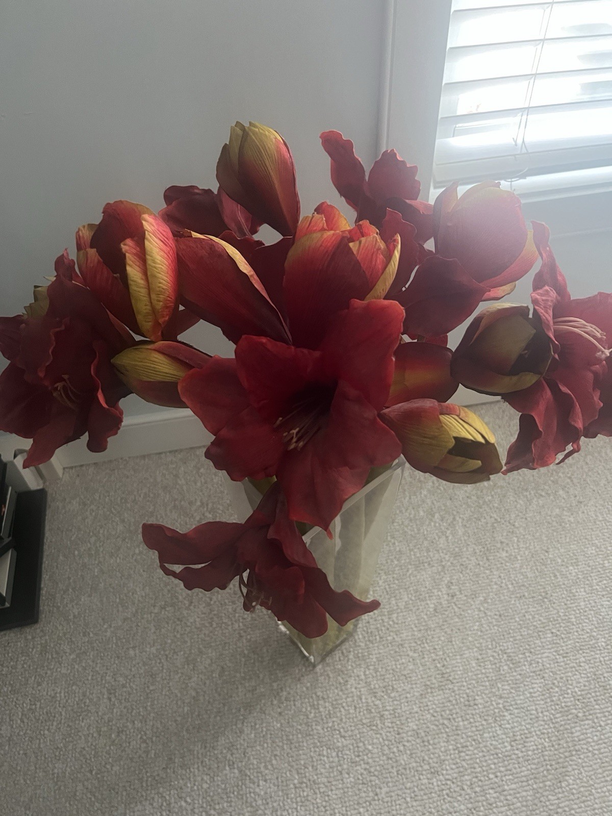 Silk Red Amaryllis Arrangement