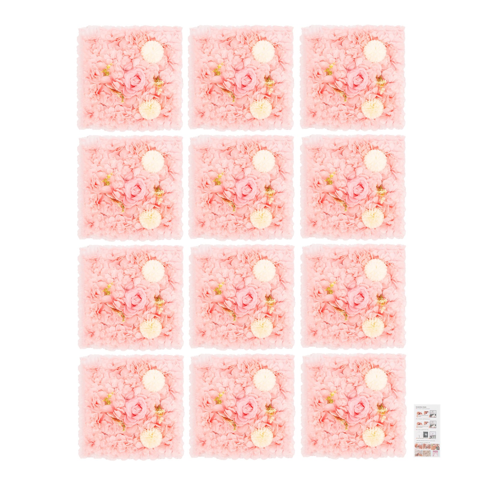 3D 12Pcs Flower Wall Panel-Artificial Flower Wall Background Silk Rose Mat