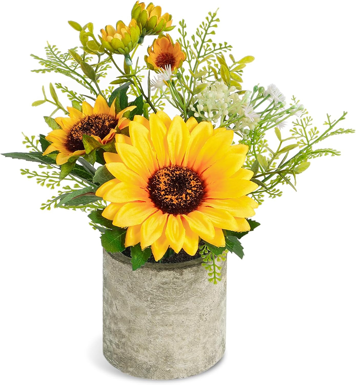 Sunflower Artificial Flowers Pot, Sunflower Decor, Yellow Fake Flower in Pots…