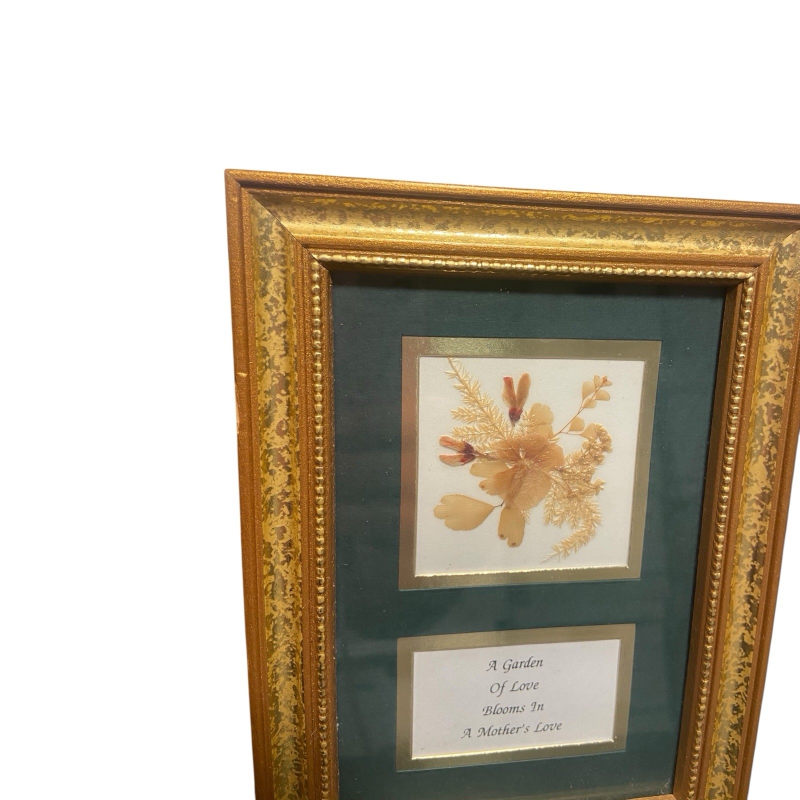 Pressed Flower Framed Poetry Mother’s Day New Mom Gift Love Gold Tone Frame VTG
