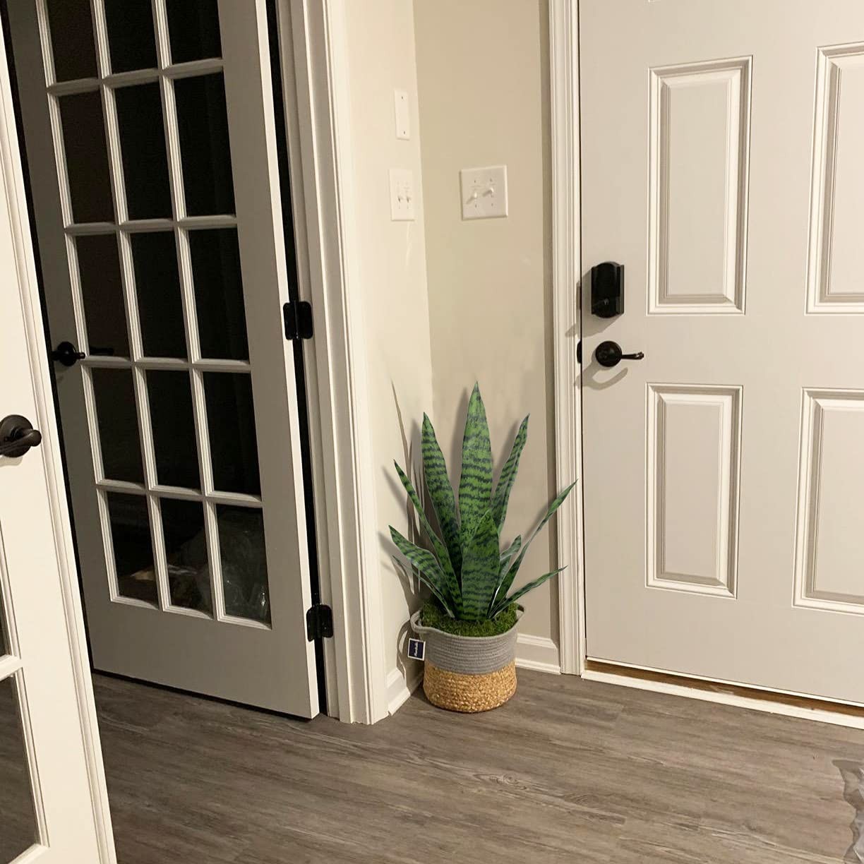 Ollain Artificial Snake Plant with Potted 23.6″ Fake Plastic Sansevieria Faux…