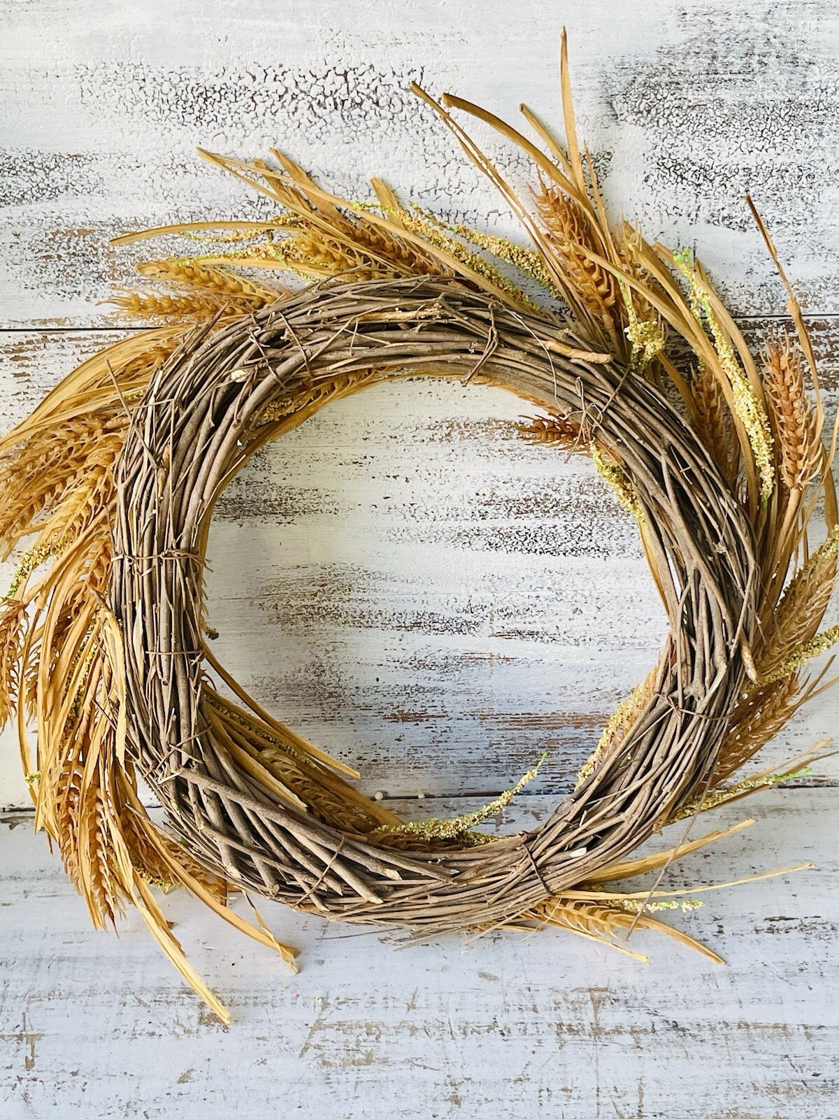Wheat And Dried Grass Wreath Primitive Country Farmhouse