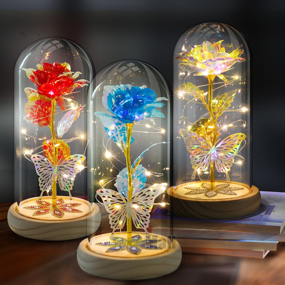 Eternal Enchanted Galaxy Rose in Glass LED Flower Christmas Gifts for Her Womens