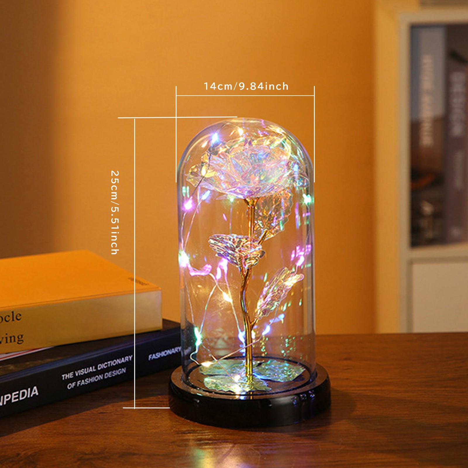 Forever Rose Light Up in Glass Dome Artificial Flower Gift for Mother’s Day