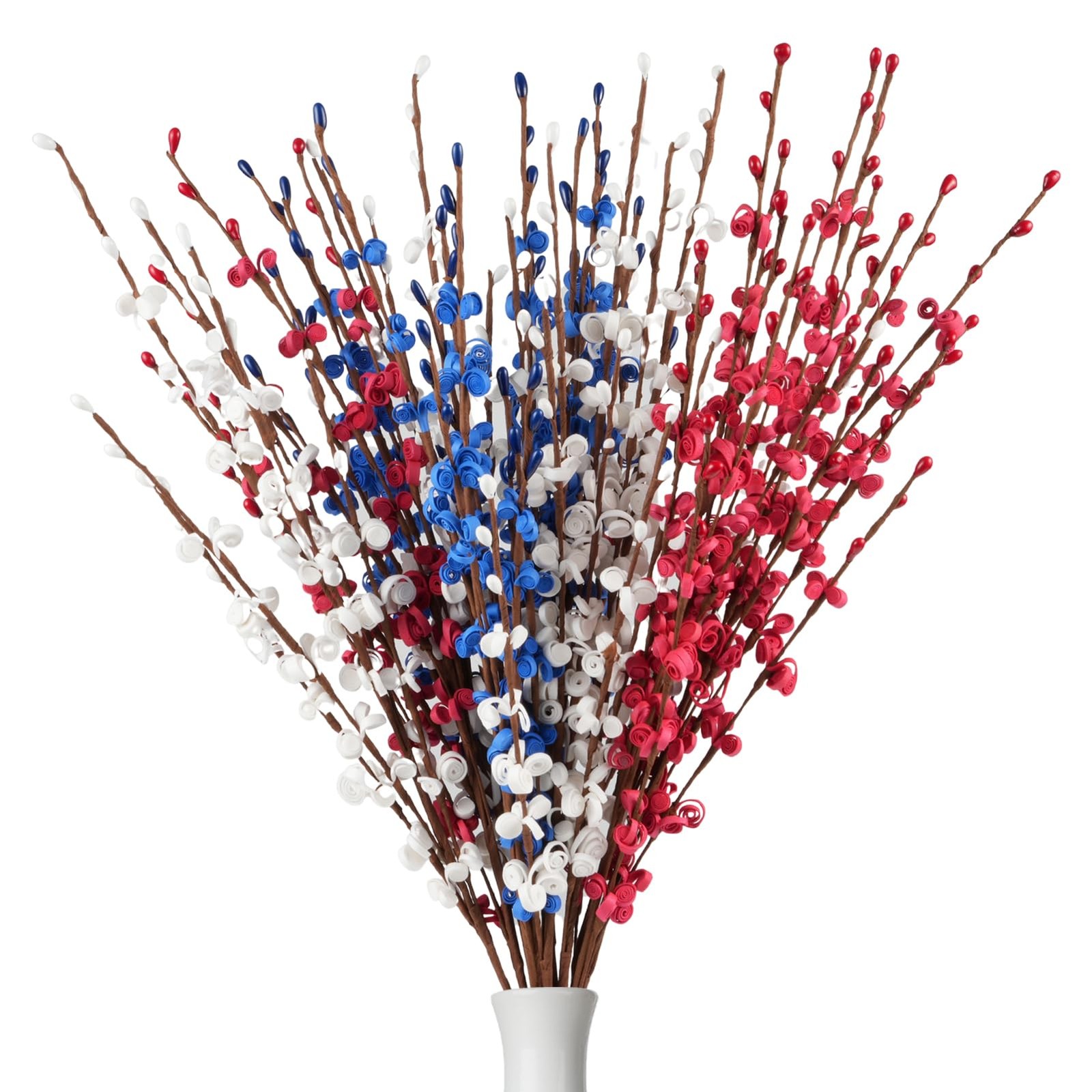 12 Pcs 4th of July Artificial Flowers for Decoration,Red White and Blue Flora…