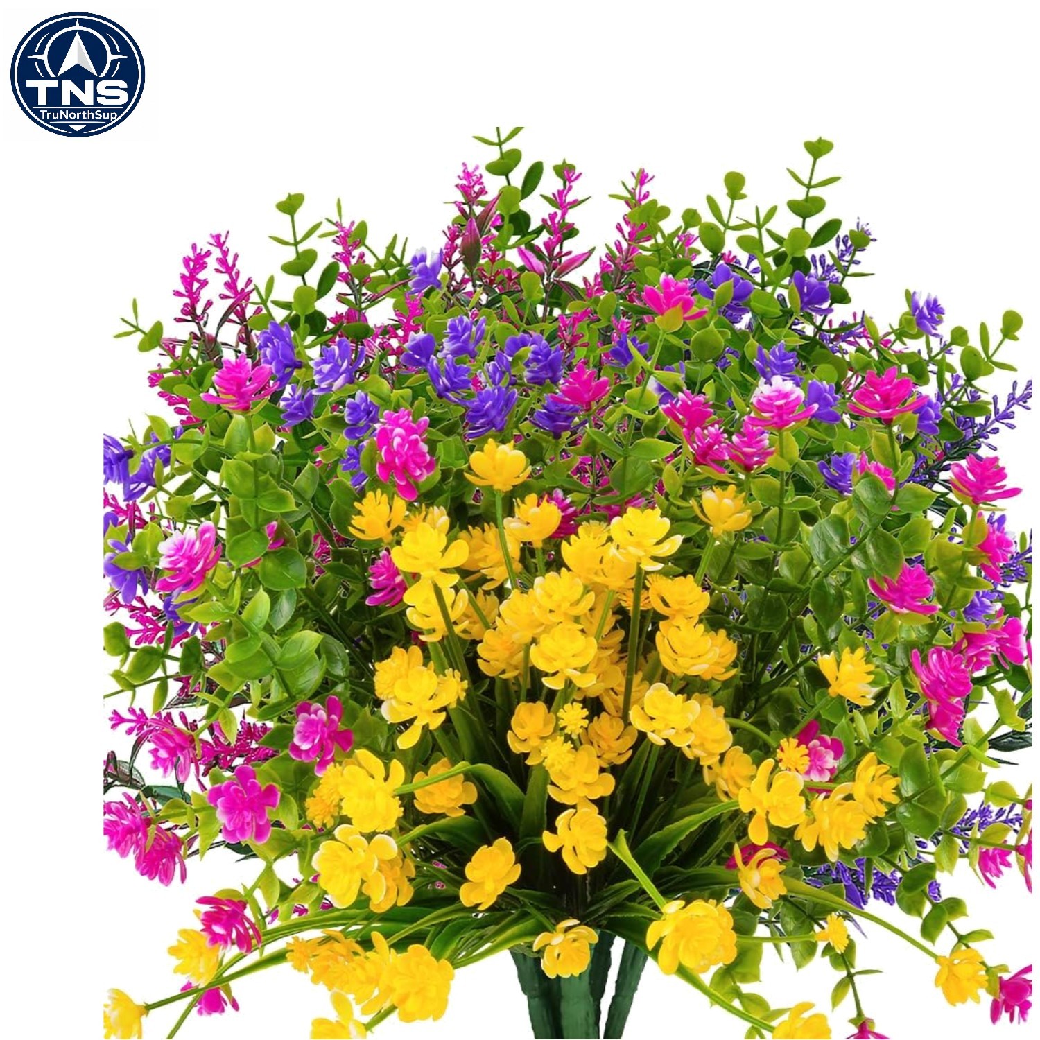 12 Bundles Outdoor Fake Flowers UV Resistant No Fade Plastic Boxwood Daffodil…
