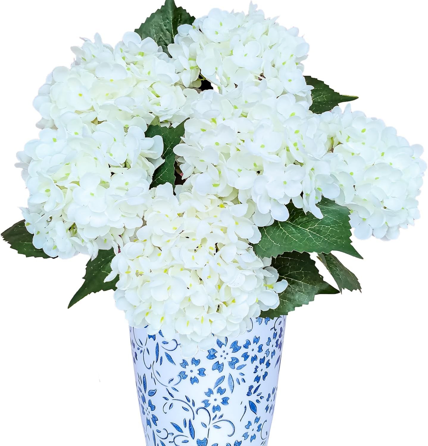 6PCS White Artificial Hydrangea Flowers Silk Faux Bouquets for Wedding & Home