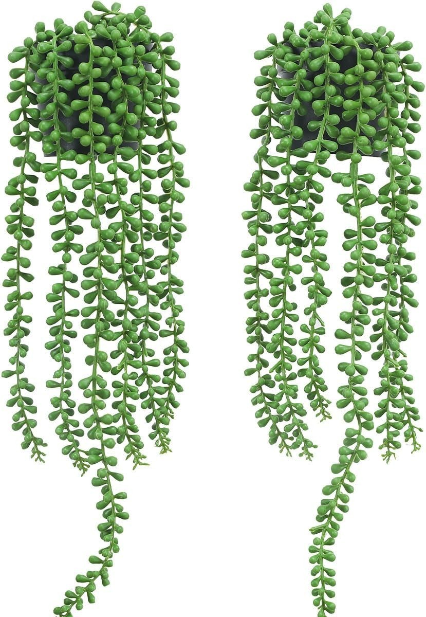 Elegant String of Pearls Fake Plants Set of 2 – Lightweight and Maintenance-Free