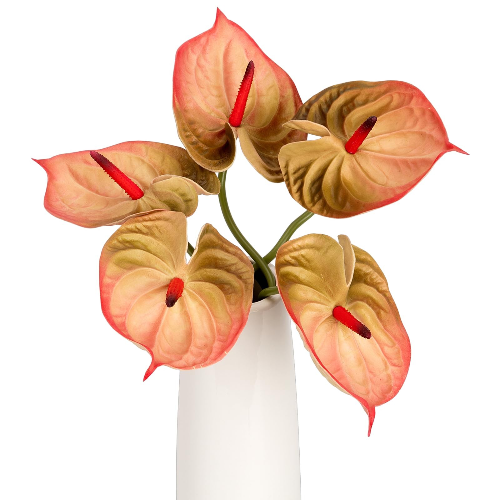 Dusty Pink Anthurium Artificial Flowers Faux Silk Real Touch 25.2″ 6 PCS