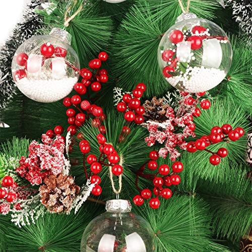20pcs 7in Artificial Red Berry Picks for Xmas Tree & Wreath Decor