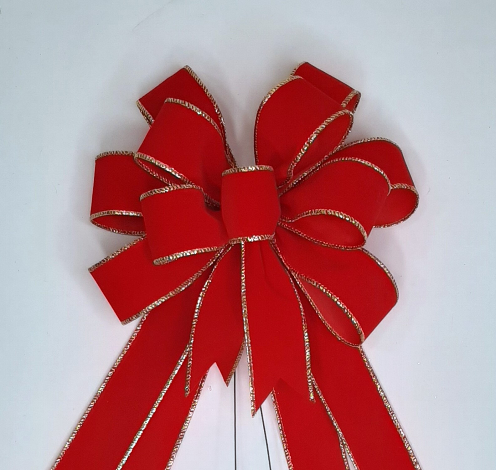 Red Velvet Bow with Optional Gold Edge, Size Small