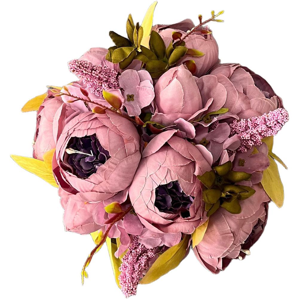Artificial Flower Set with Full Peony Bloom for Indoor Decoration White