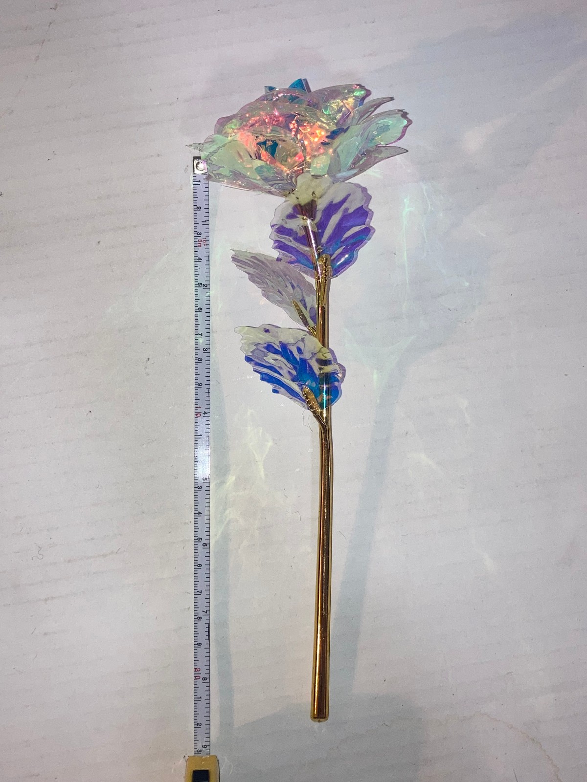 Galaxy Holographic Iridescent Forever Rose Artificial Plastic 9″ Flower