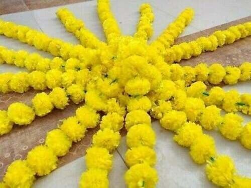 20 PCs yellow Artificial Marigold Flower Garlands Indian Wedding Decoration