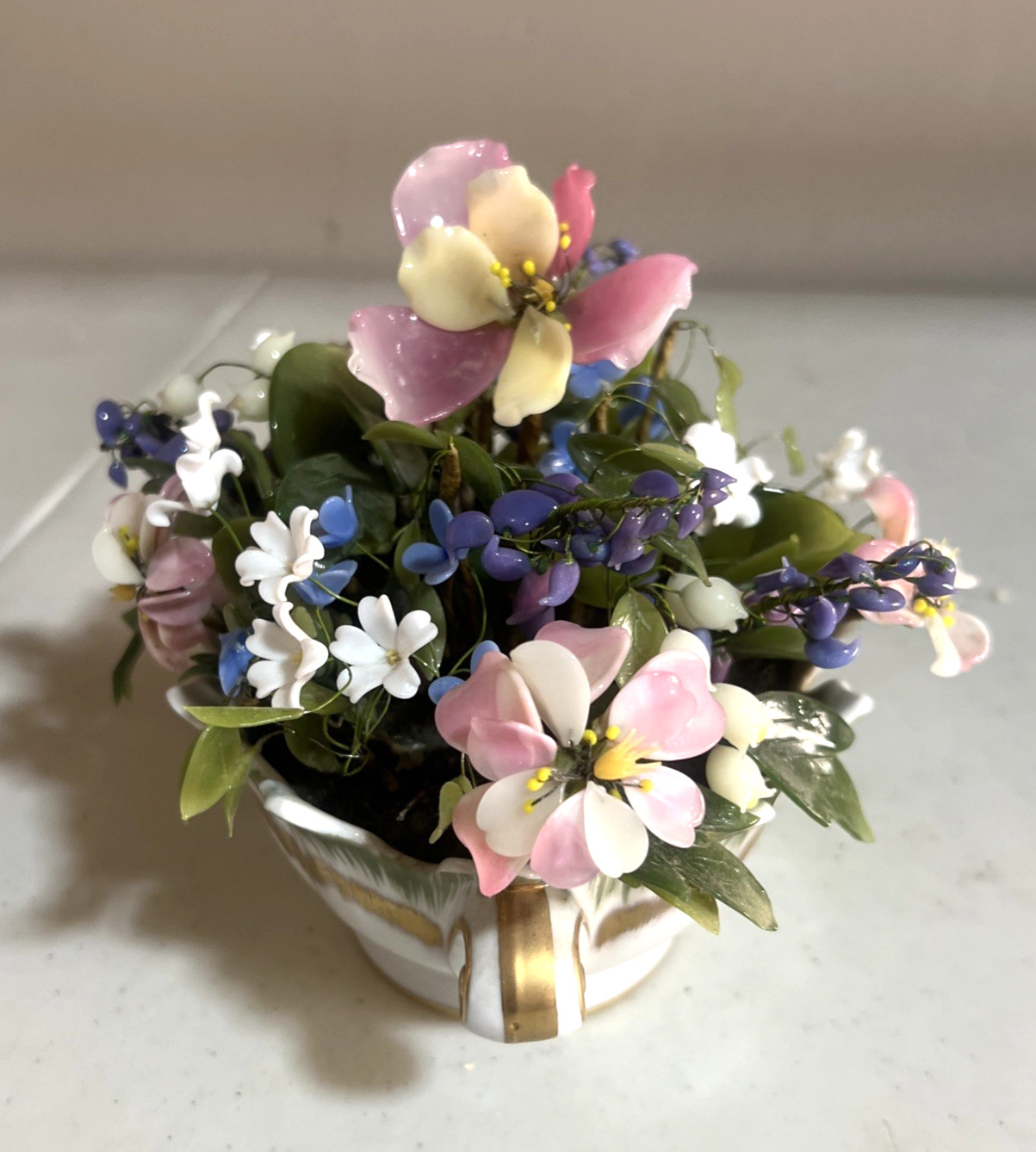 Jane Hutcheson Fleurs des Siecles GLASS Flower Vase Floral Bouquet Rare