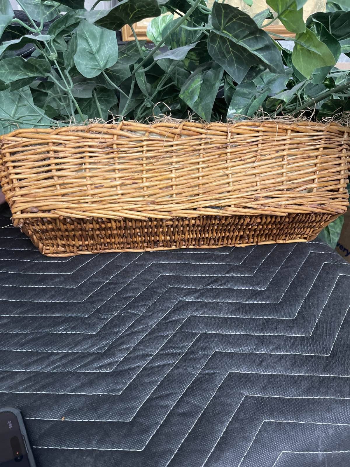 Artificial Ivy Plant in Wicker Basket Greenery Decor