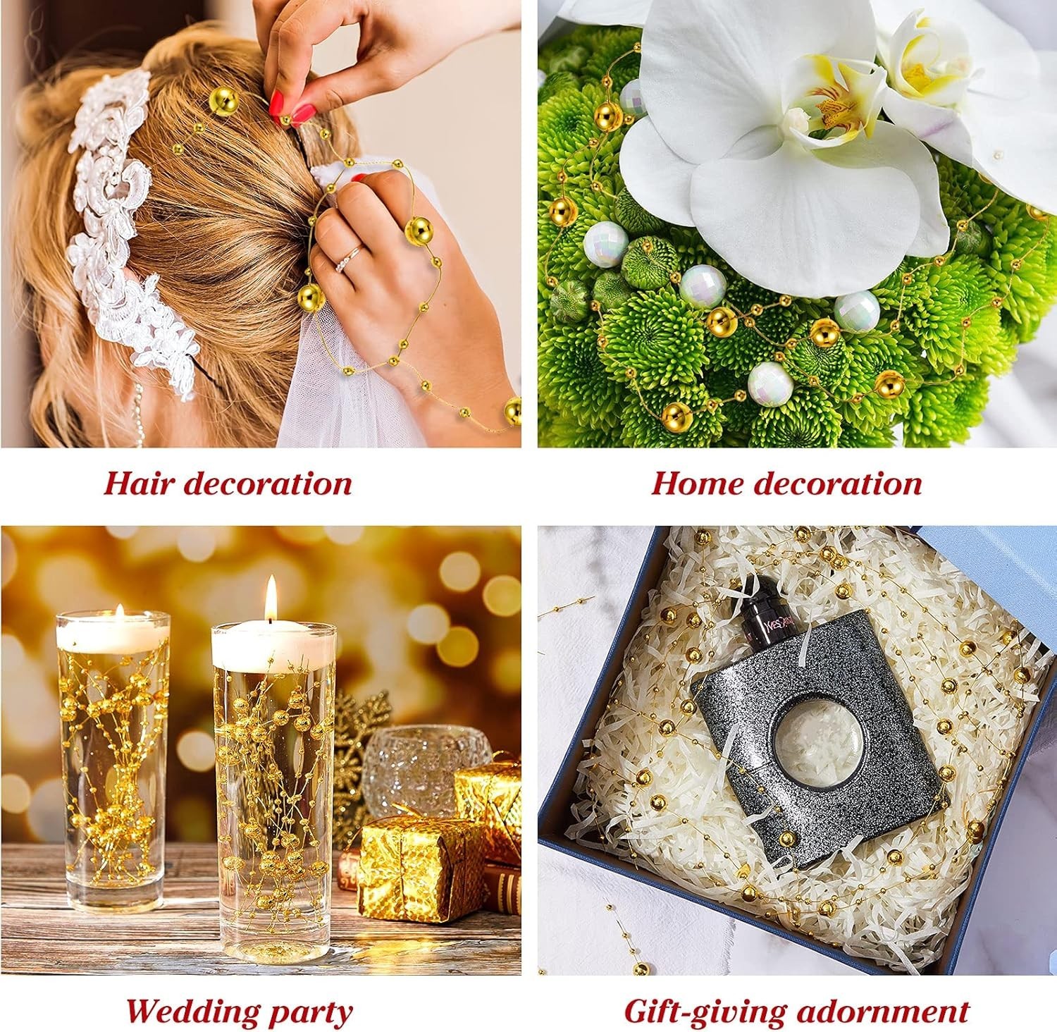 48 Pcs Gold Artificial Pearls – Perfect for Floating Candle Decor & Crafting