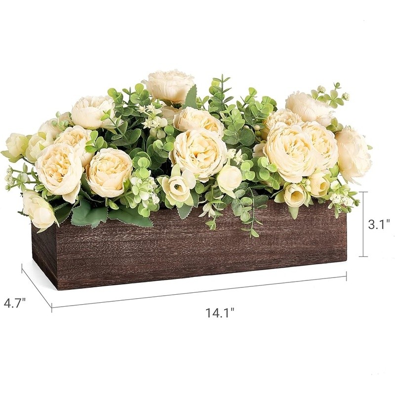 Spring Floral Centerpiece Eucalyptus in Wooden Box Table Decor DIY Arrangement
