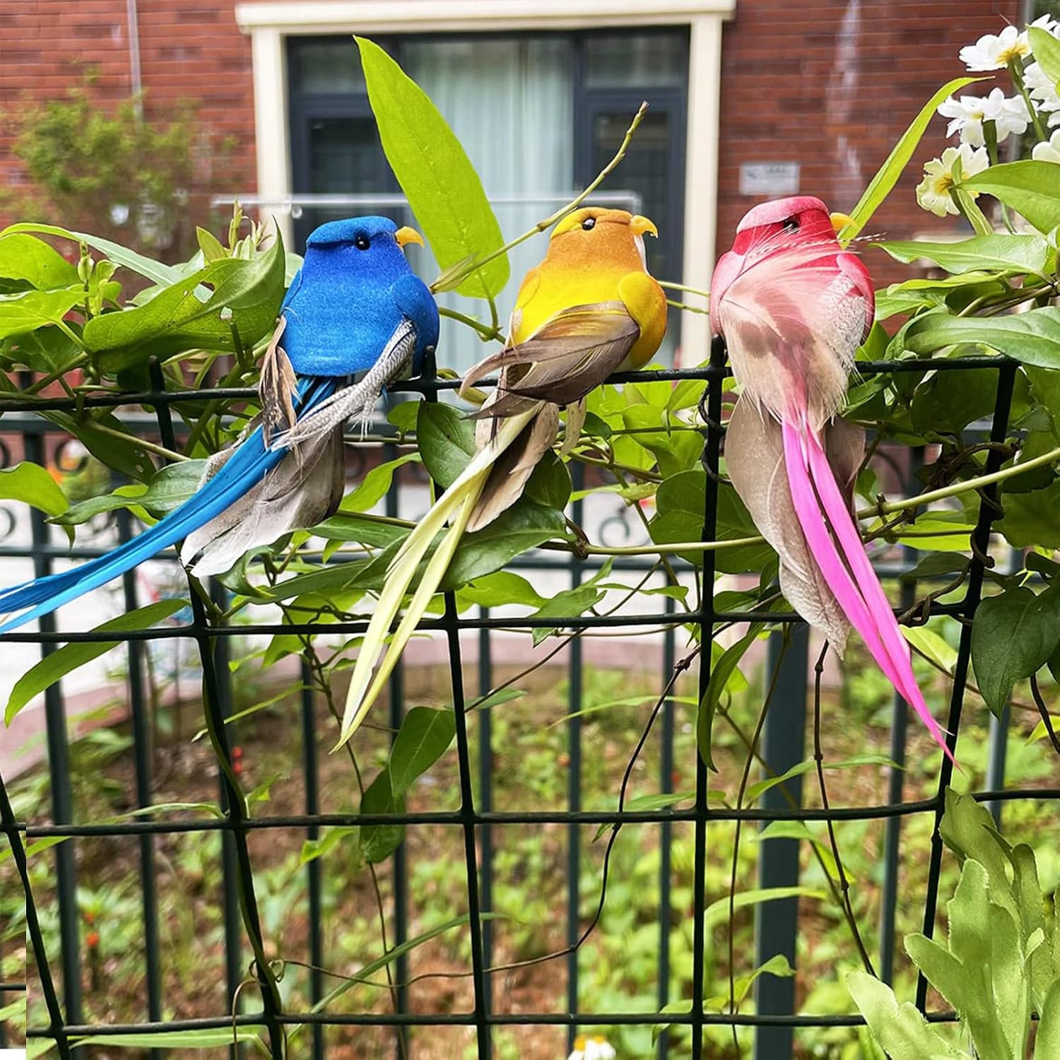 6pcs Clip on Artificial Simulation Foam Birds Feather Long Tail Feather Fake Bir