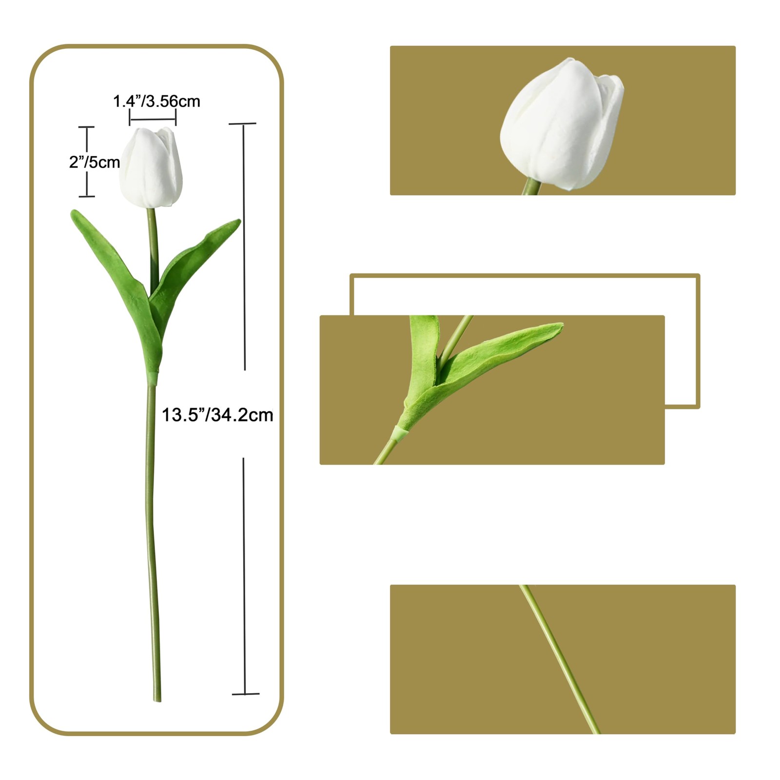 Artificial White Tulips 20 Pcs – 13.5 Inch PU Faux Flowers with Bendable Stem…
