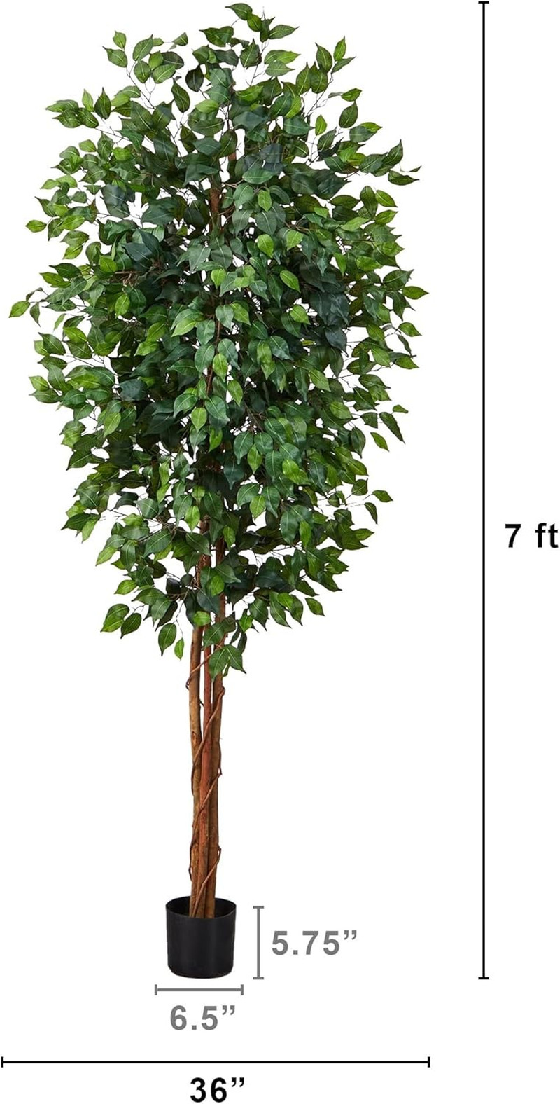 7Ft Artificial Ficus Tree with Natural Wood Trunks for Indoor Décor
