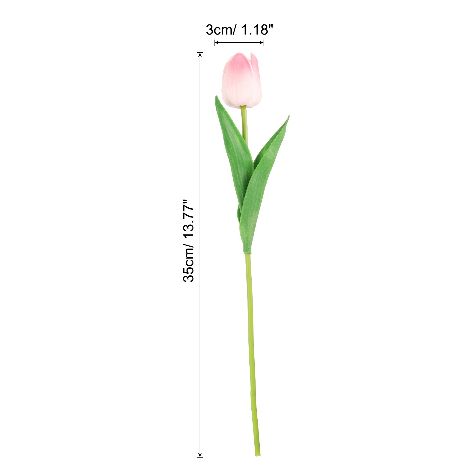 24Pcs Fake Tulips Artificial Flowers, PU Tulips with Stems, Light pink