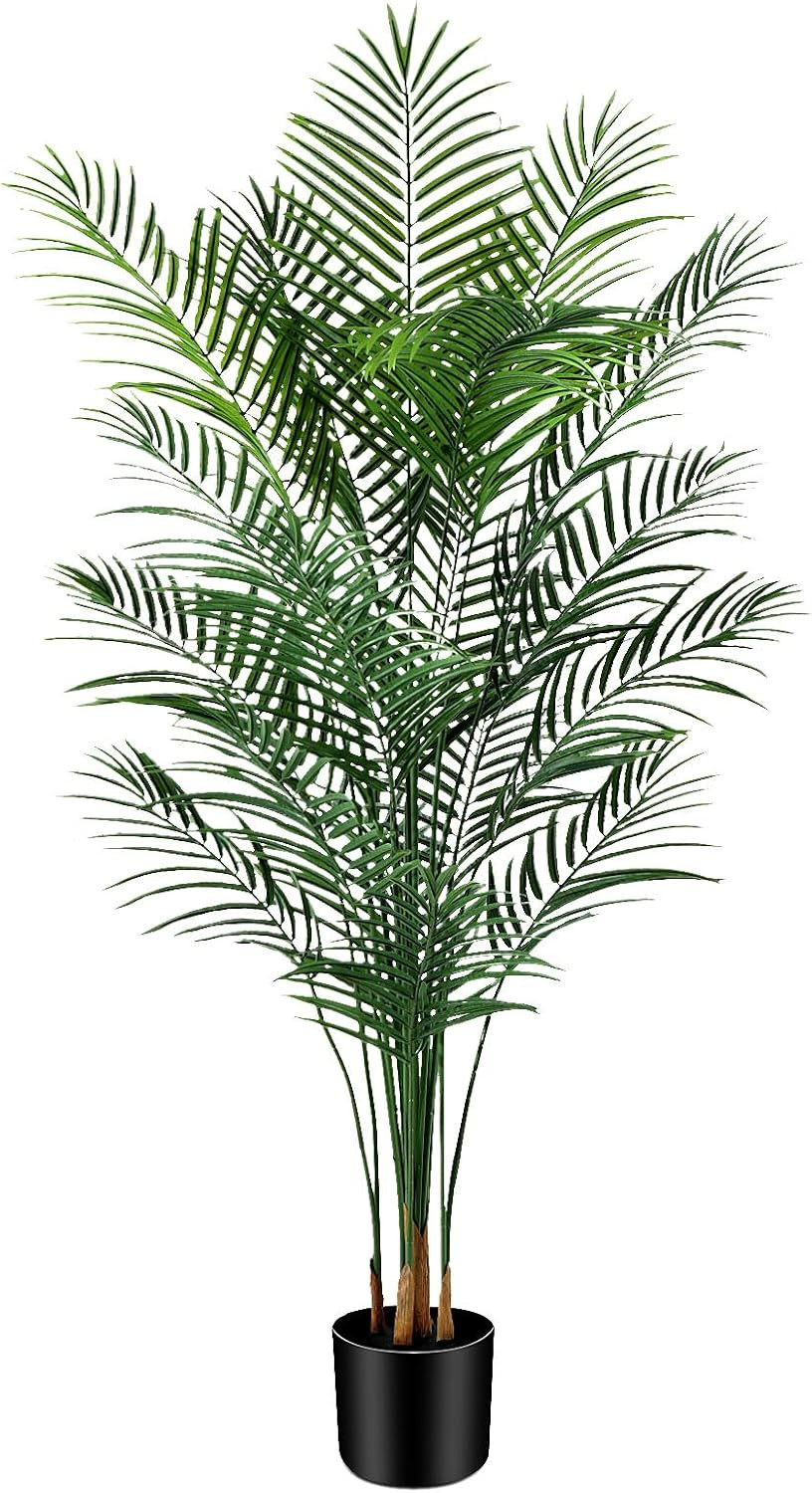 4Ft Artificial Palm Tree Indoor, Large Fake Tropical Areca Palm with 13 Trunks,