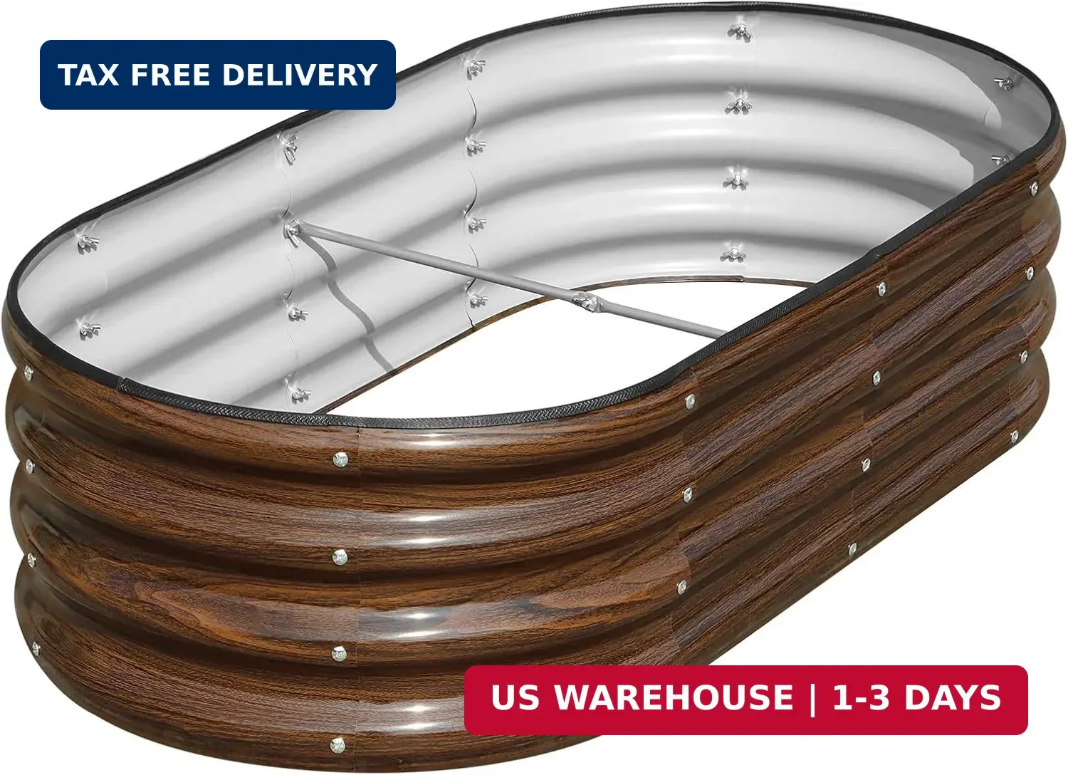 SnugNiture Galvanized Raised Garden Bed, 4x2x1ft Oval Metal Planter Box for Plan