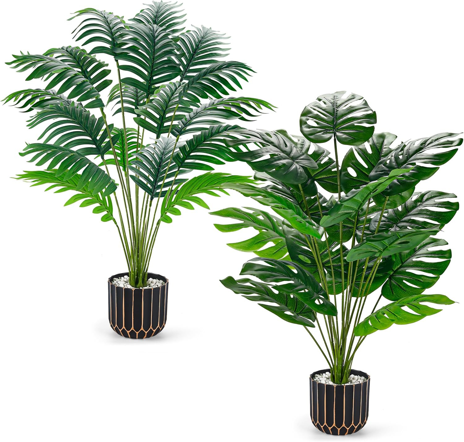 28″ Fake Palm Tree Large Artificial Potted Monstera Plants Indoor for Home Porch