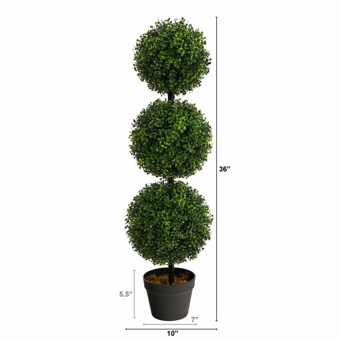 3’ UV Boxwood Triple Ball Topiary Artificial Tree Indoor/Outdoor