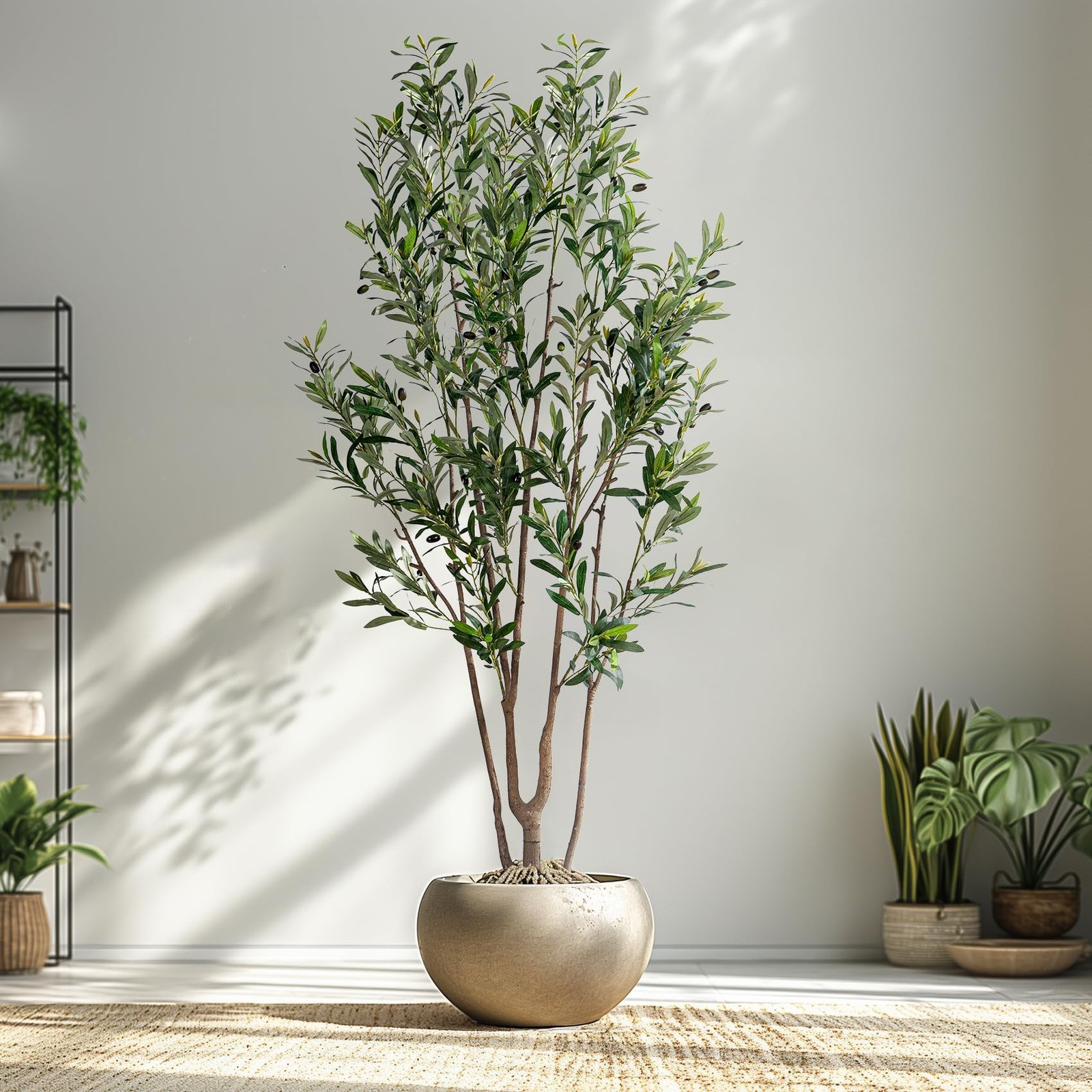 Artificial Fiddle Leaf Fig Tree 7ft with White Planter Realistic Fiddle Leaf …
