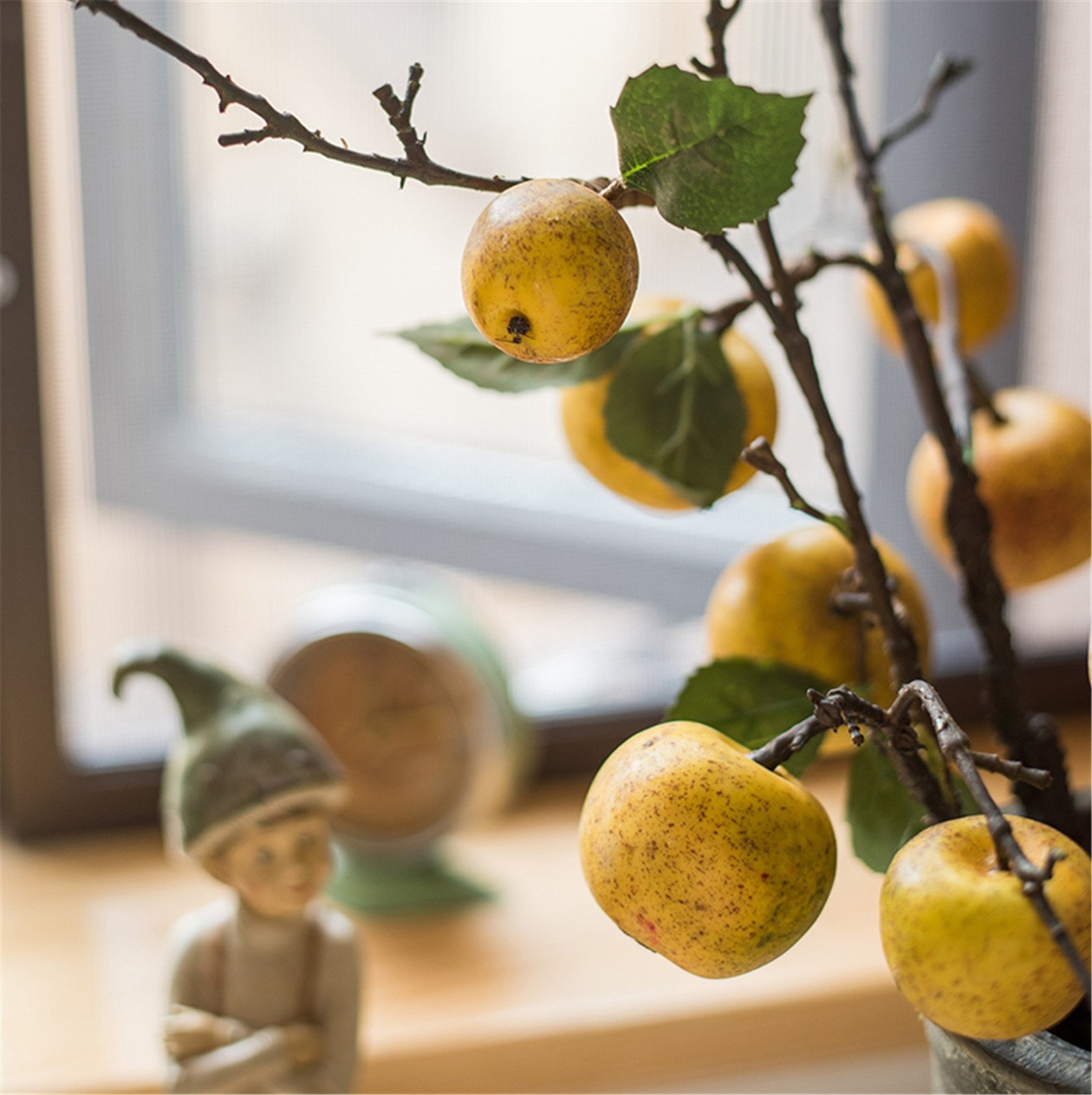 3pcs Artificial Pear Tree Branches Fake Pear Fruit Spur