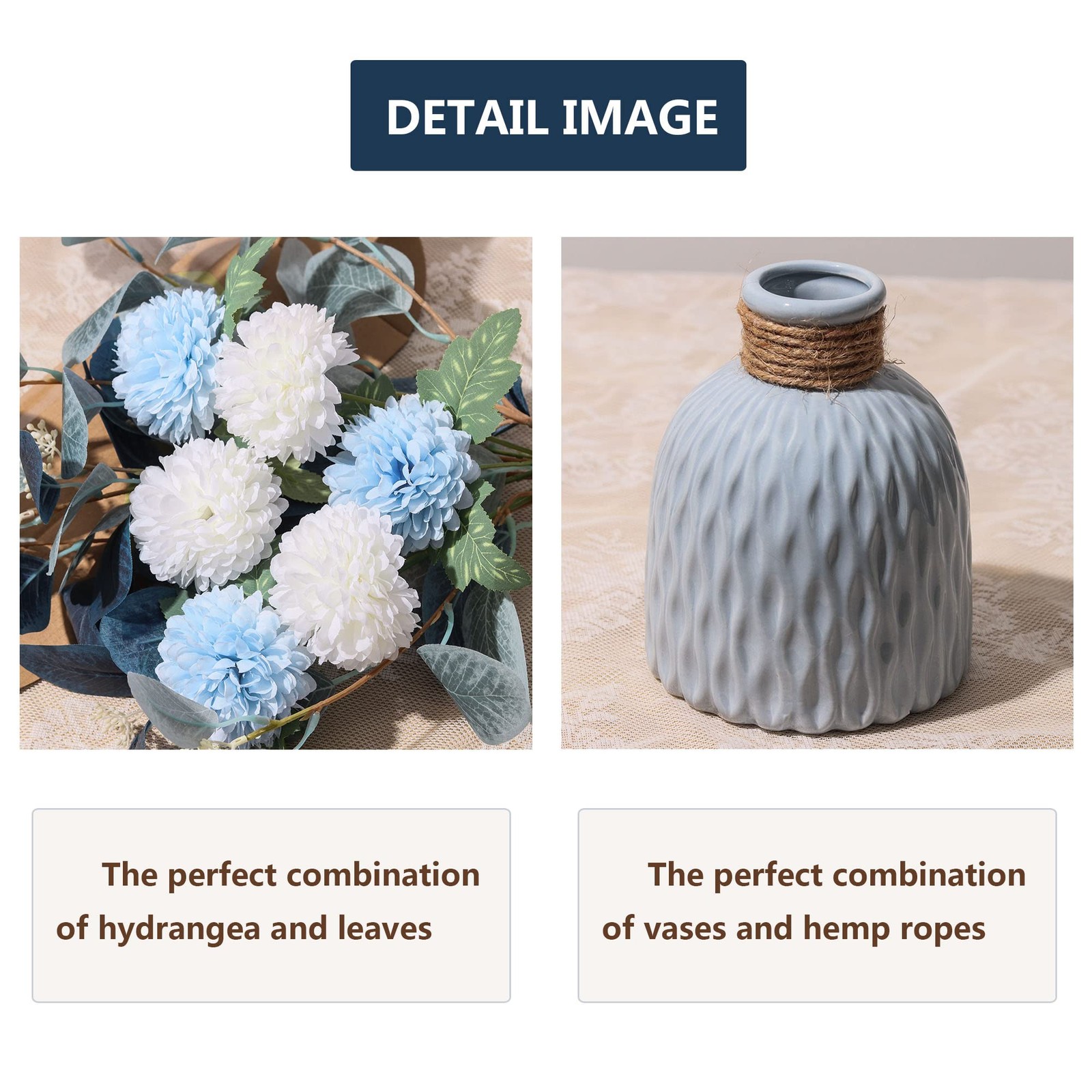Artificial Flowers with vases, Fake Hydrangea with Eucalyptus Bouquet Combina…