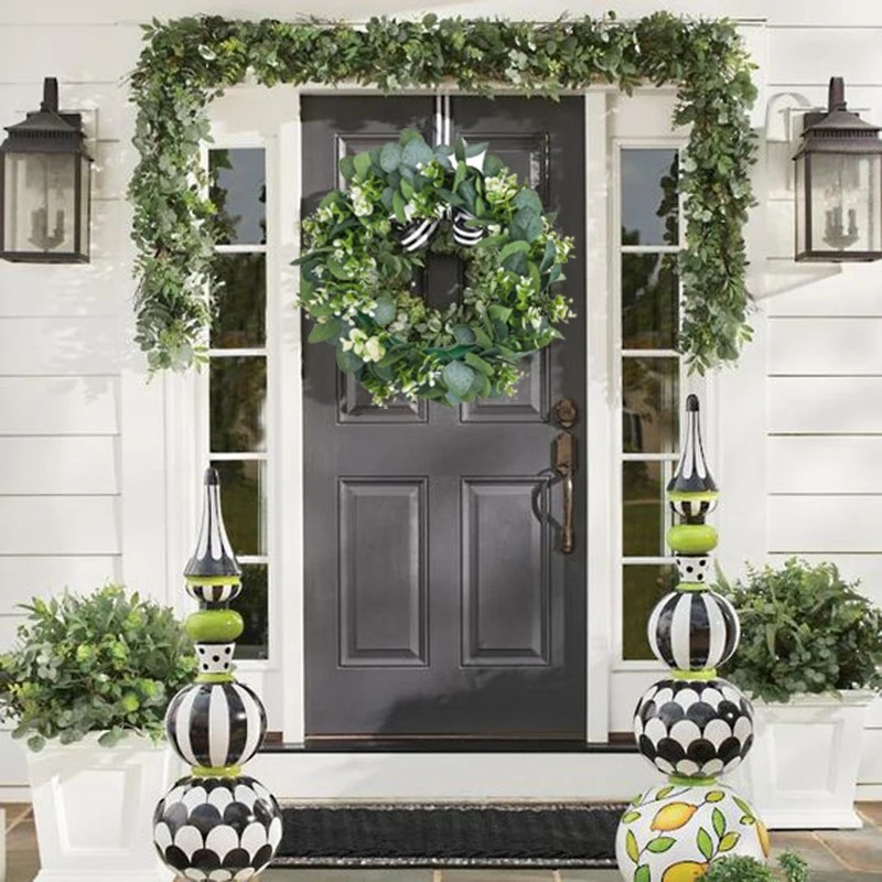 Artificial Eucalyptus Wreath 33cm Green Garland Wedding Home Party Decor