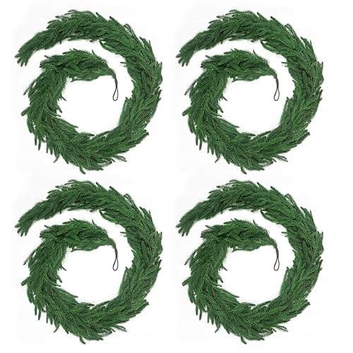 4 Pcs 6 Ft Artificial Norfolk Pine Garland, Real Touch Dense Faux 6FT-4PCS