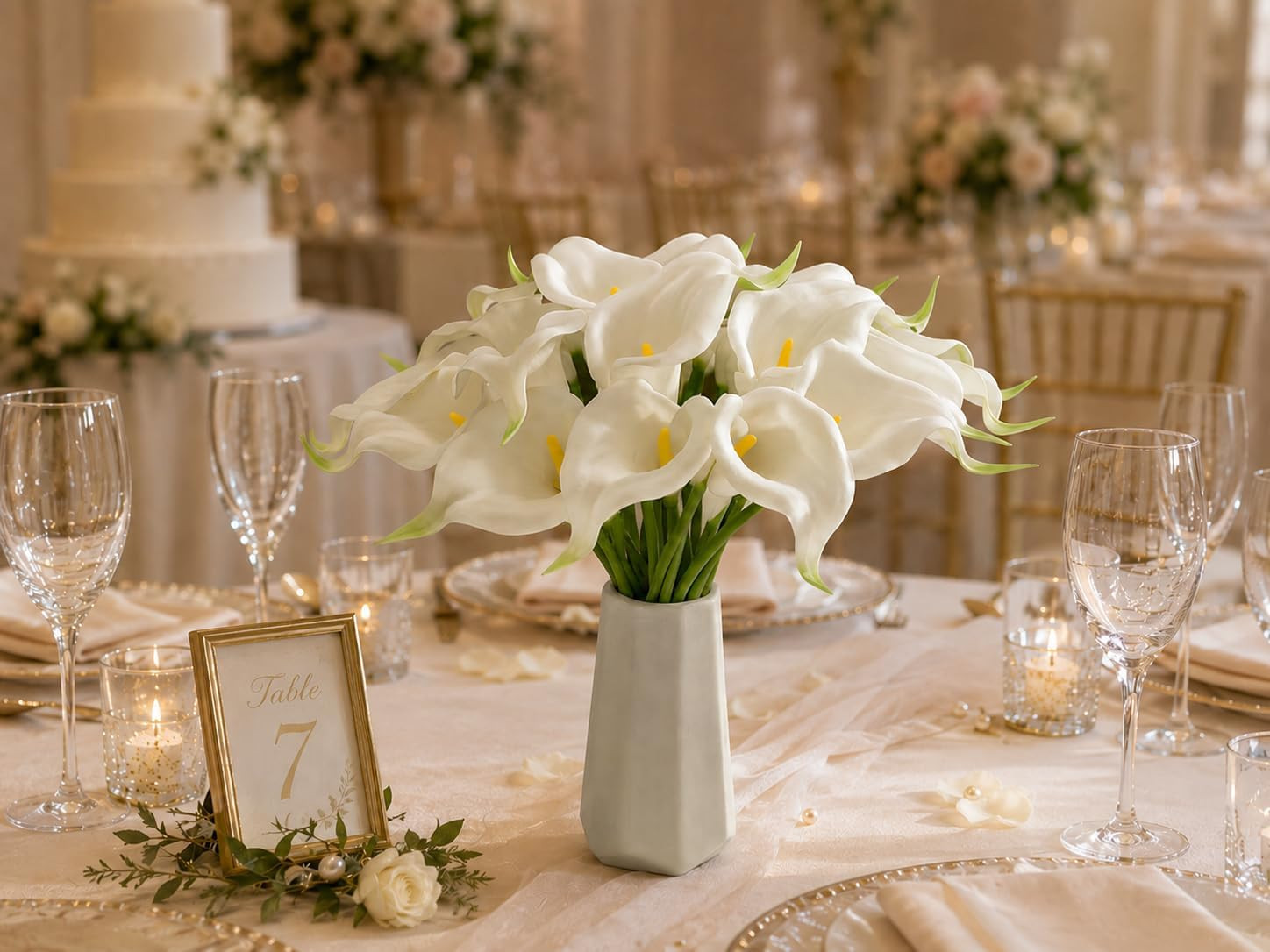 20Pcs White Calla Lily Artificial Flowers | 13.5 Inch PU Realistic Bouquet for V