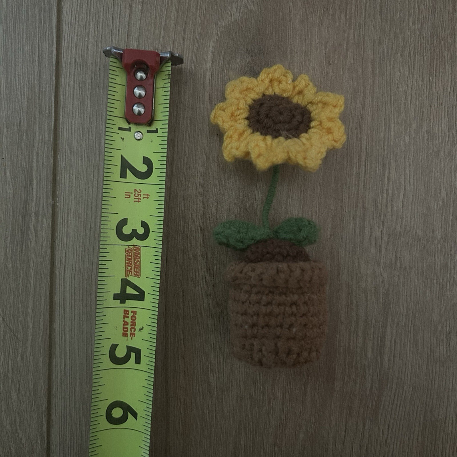 Crochet Sunflower Mini Flower Pot Plant Decor