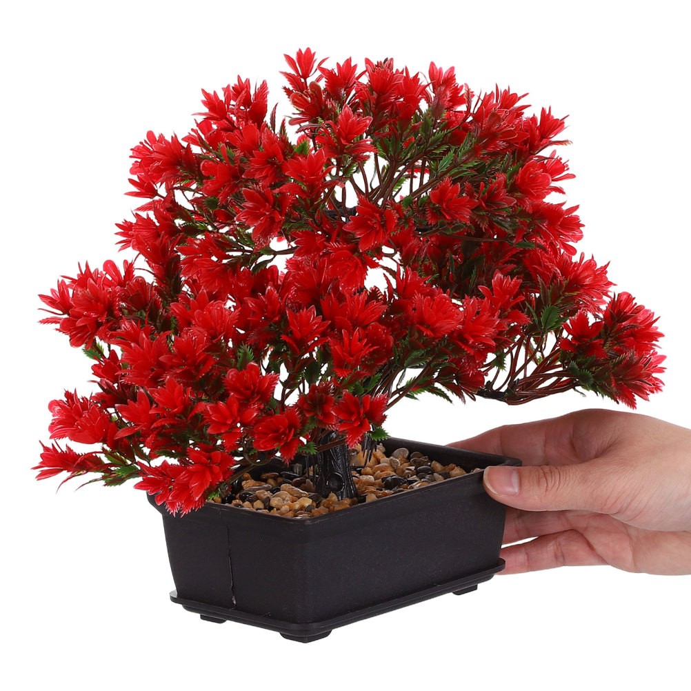 Artificial Bonsai Tree Plastic Desk Ornament for Japanese Style Home Decoration