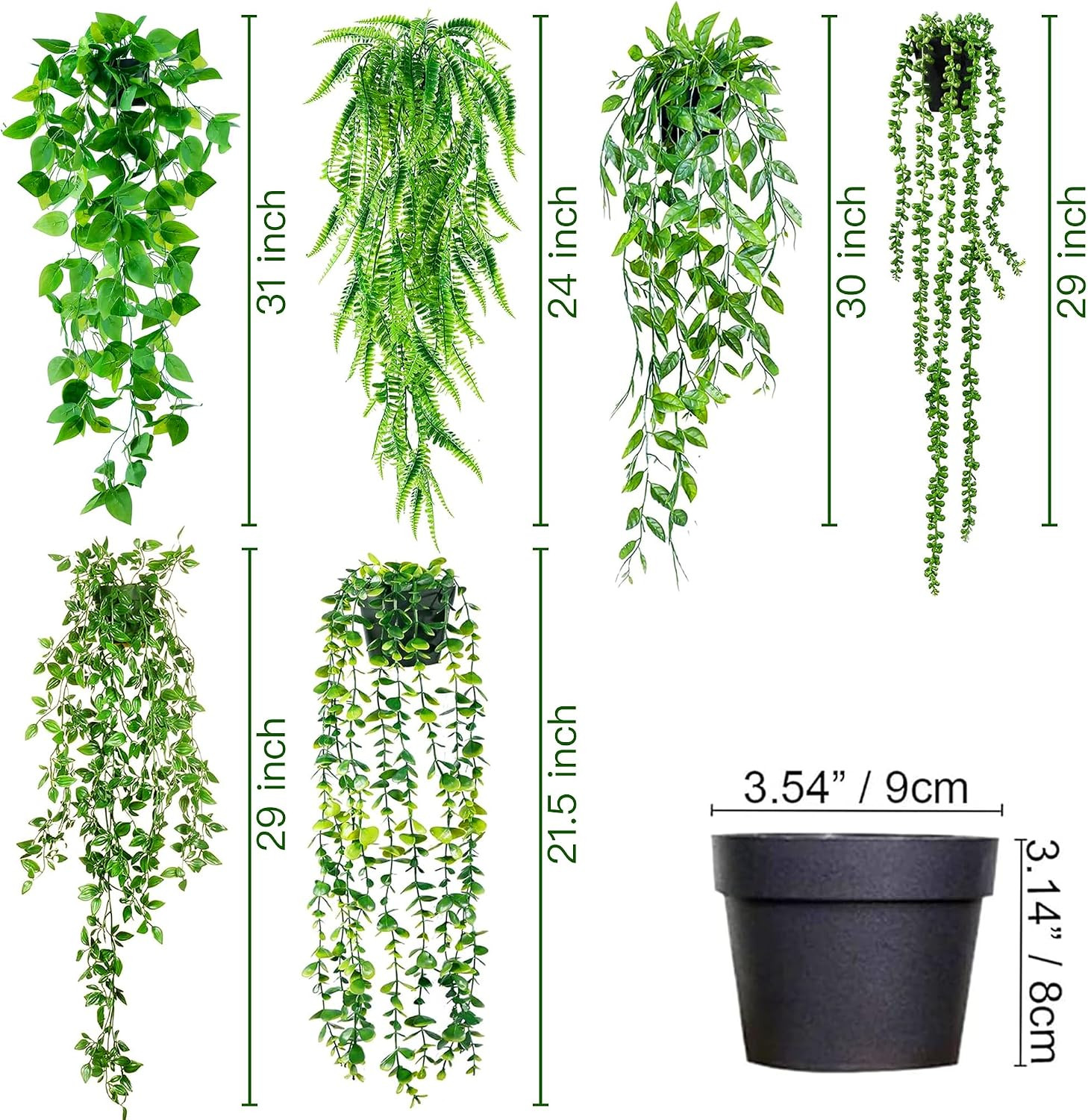 Fake Hanging Plants 6 Pack Artificial Hanging Eucalyptus Plants Potted Greenery