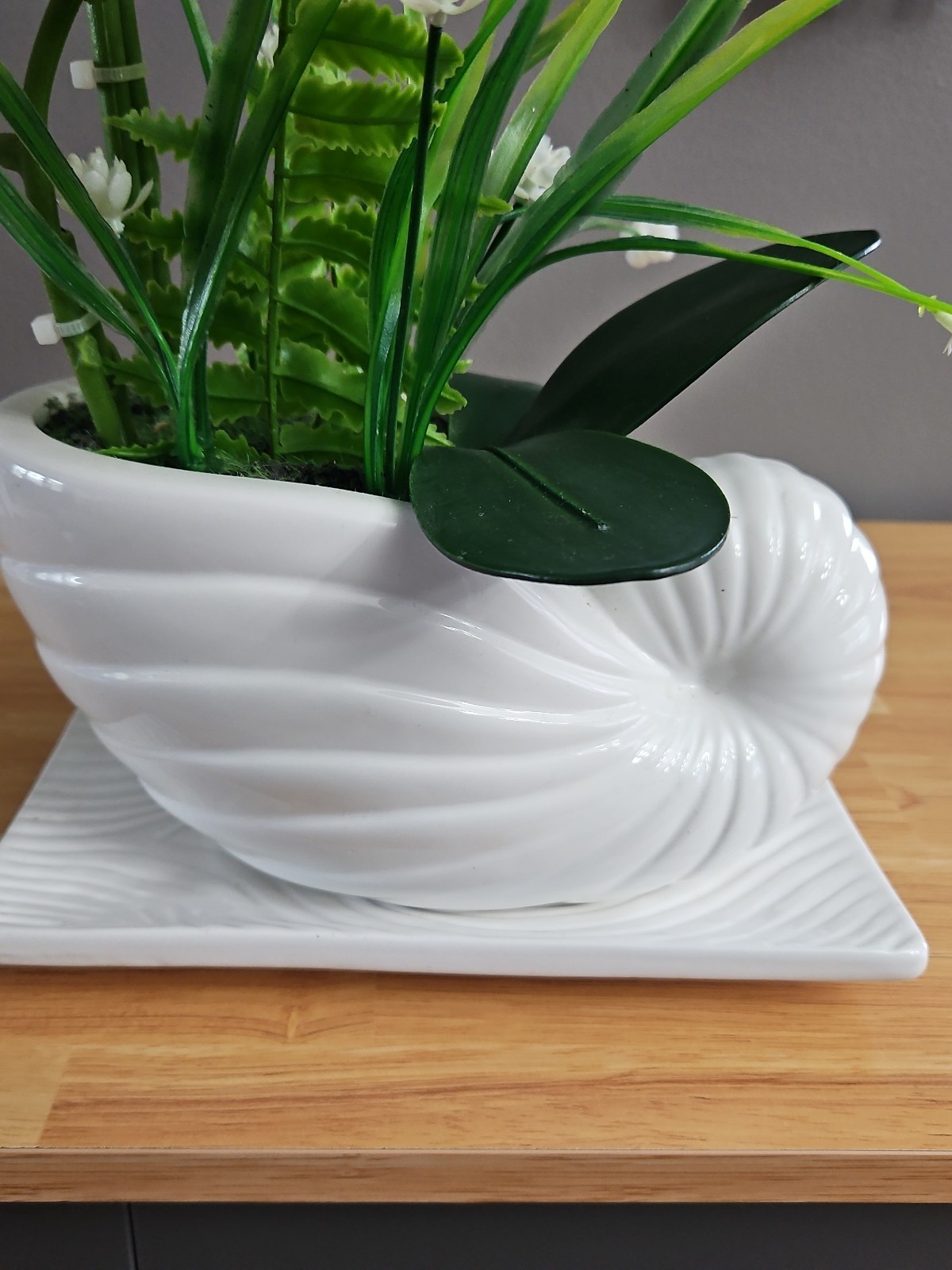 Artificial White Orchid Floral Arrangement in White Ceramic Pot Artificial Soil