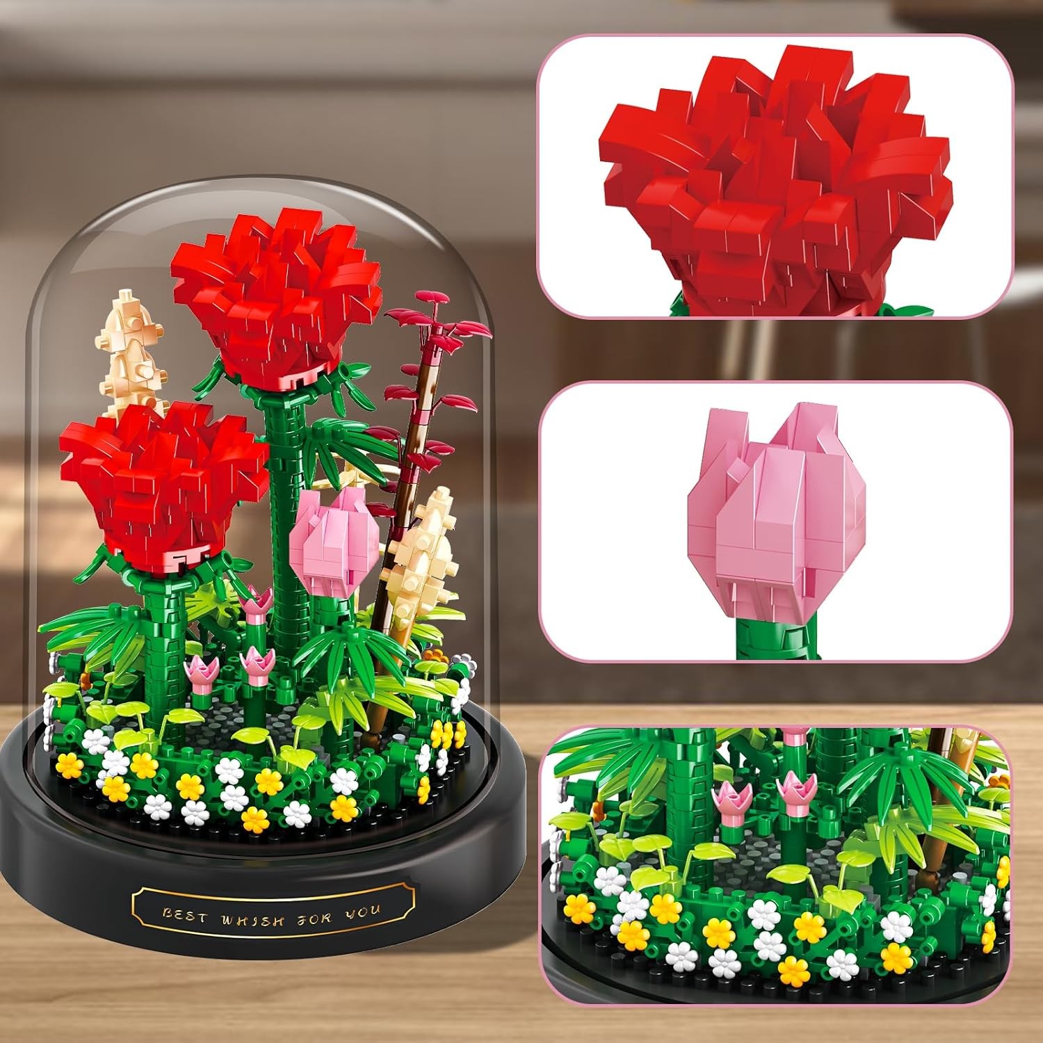 Flower Bouquet Building Set – 593PCS Rose Flower Plants for Botanical Collection