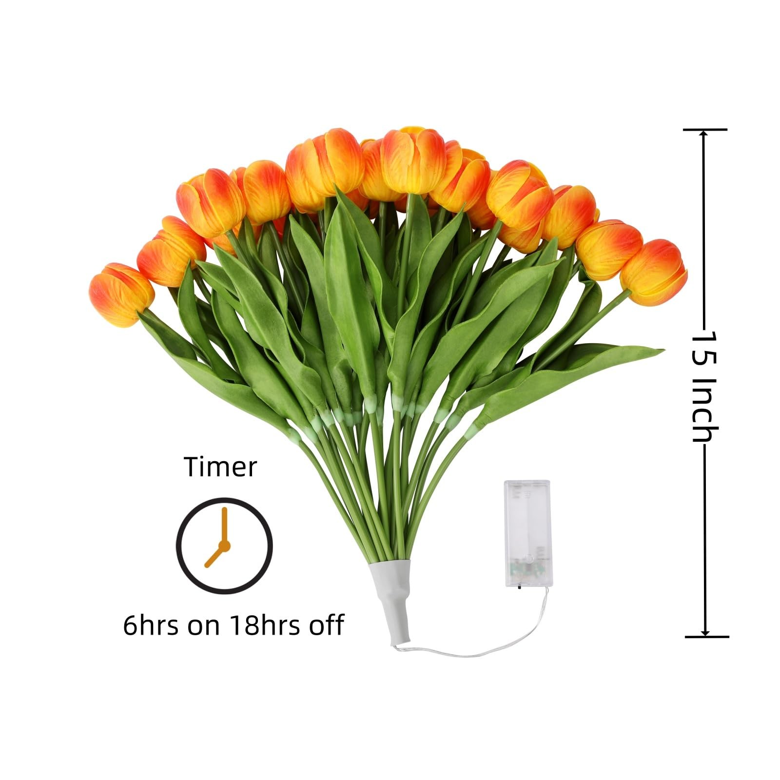 20 Stems LED Lighted Artificial Flowers Tulip Lamp Real Touch Tulips Faux Flo…
