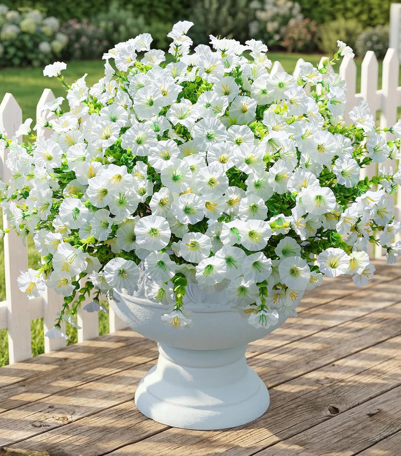 12 Bundles Artificial Morning Glory, Silk Eucalyptus UV Resistant Outdoor Decor