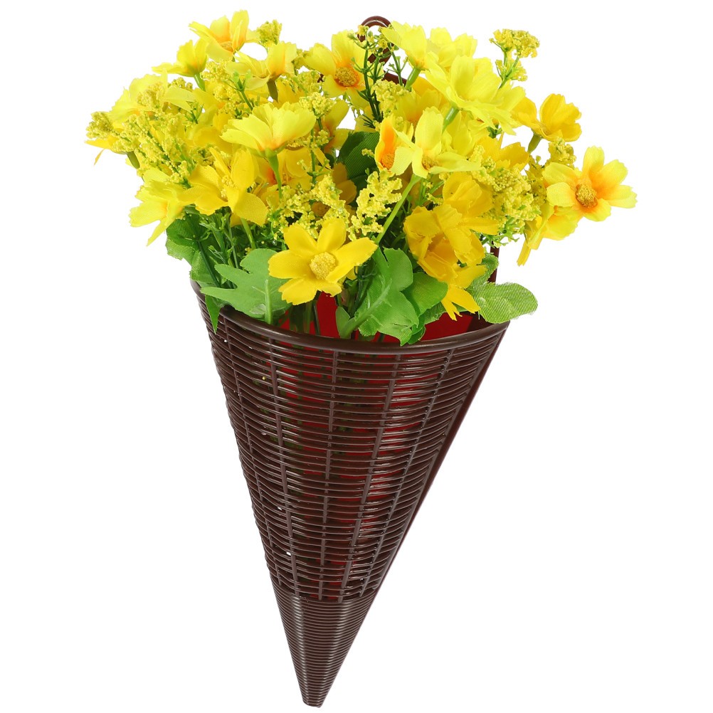 Realistic Yellow Artificial Flower Basket for Door Hanging Decorative Display