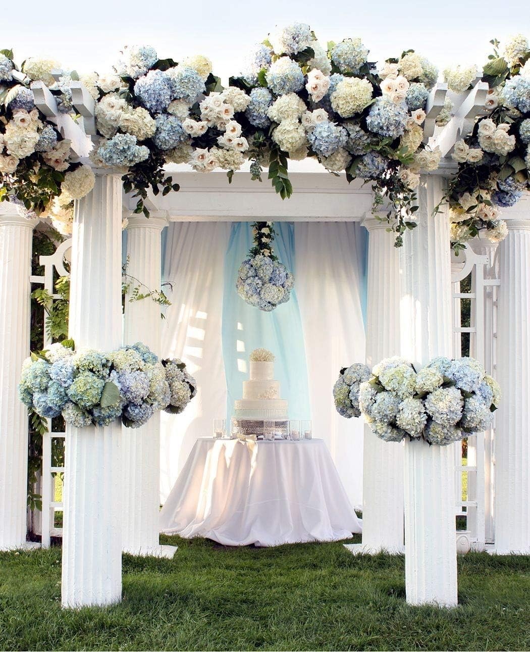 Silk Hydrangea Heads Artificial Flowers Heads with Stems for Home Wedding Dec…